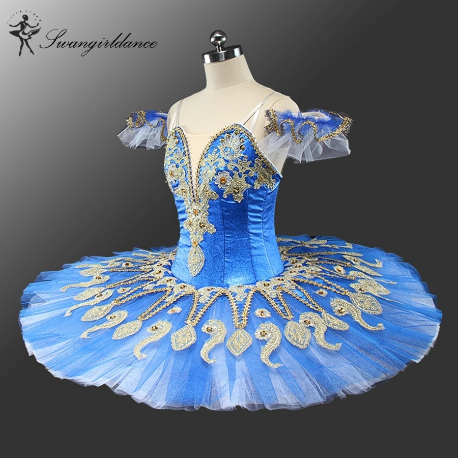latest blue swan lake ballet tutu platter sugar plum fairy professional pancake ballet tutu blue bird BT9134C