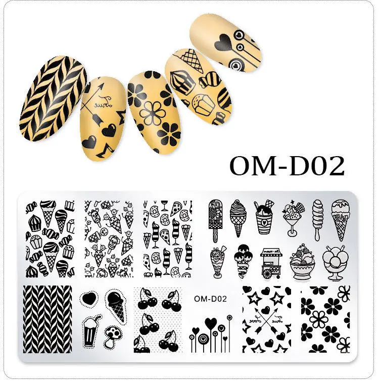 25 дизайнов шаблон для стемпинга для нейл-арта 6x12 см Прямоугольный, для нейл-арта штамп шаблон прямоугольный штамповки пластины - Цвет: OM-D02