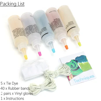 

KiWarm New 5Colors Rainbow One Step Tie Dye Kit Activated Dye +40Pcs Rubber Bands +4 Pairs Gloves Fabric Textile Paint DIY Craft