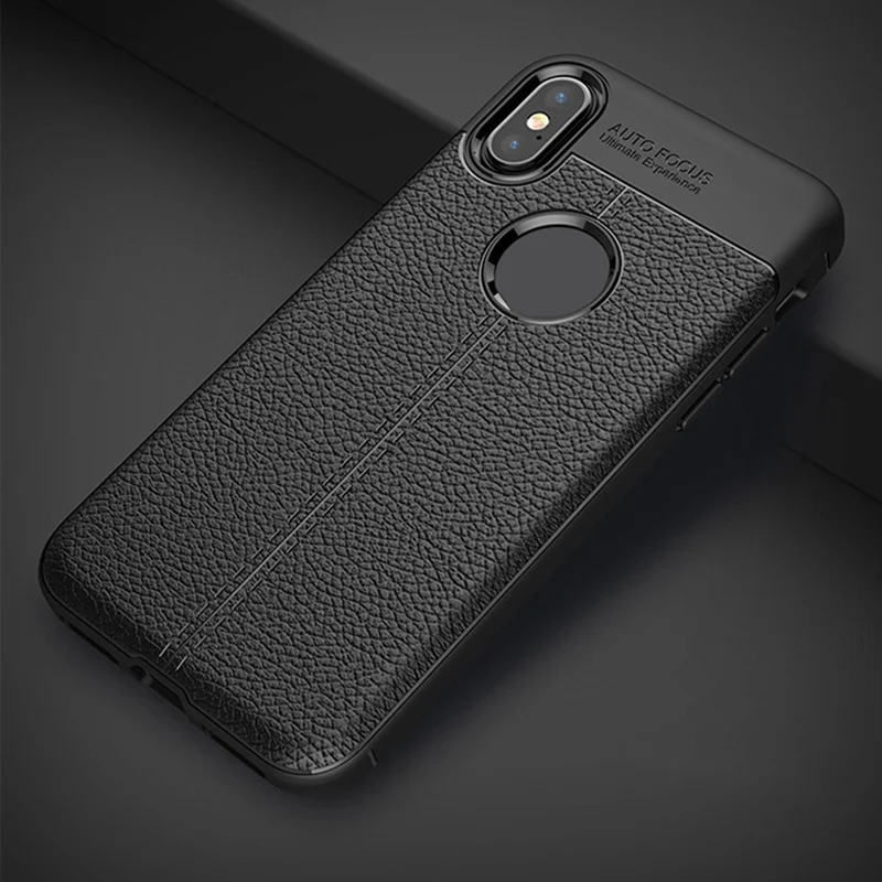 Luxury Litchi Texture Phone Case For iPhone X PU Leather Soft TPU Back