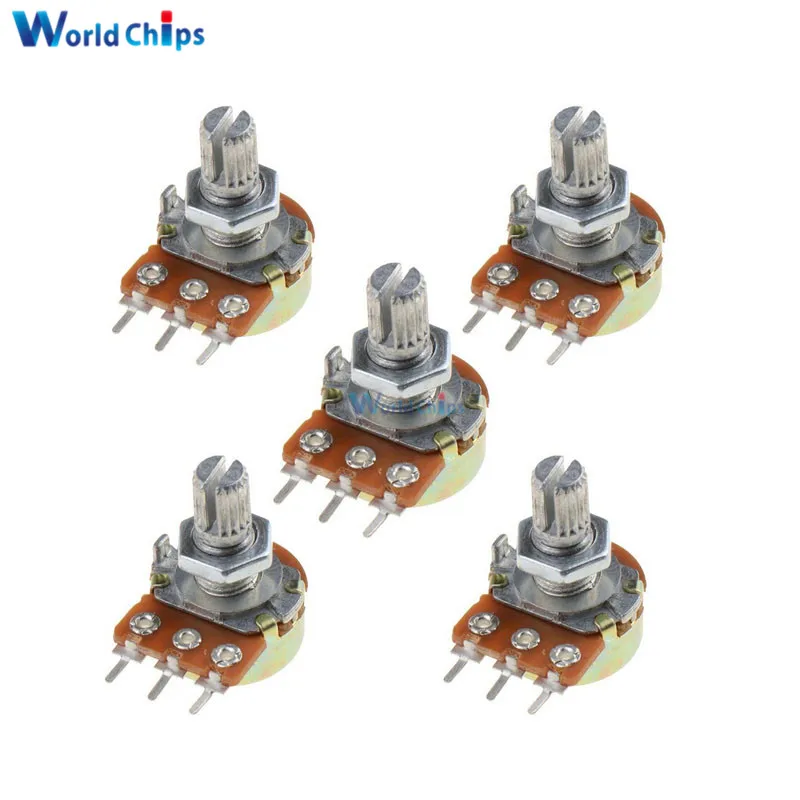 5Pcs WH148 B1K Linear Potentiometer 3Pin Shaft With Nuts And Washers Ohm Taper Rotary Potentiometers b1k | Электронные