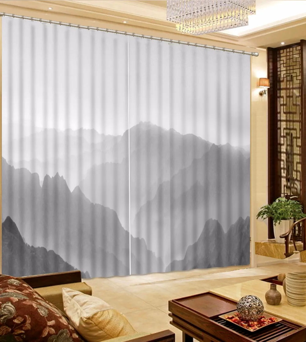 New Custom 3d Beautiful Curtains For Living Room Black And White