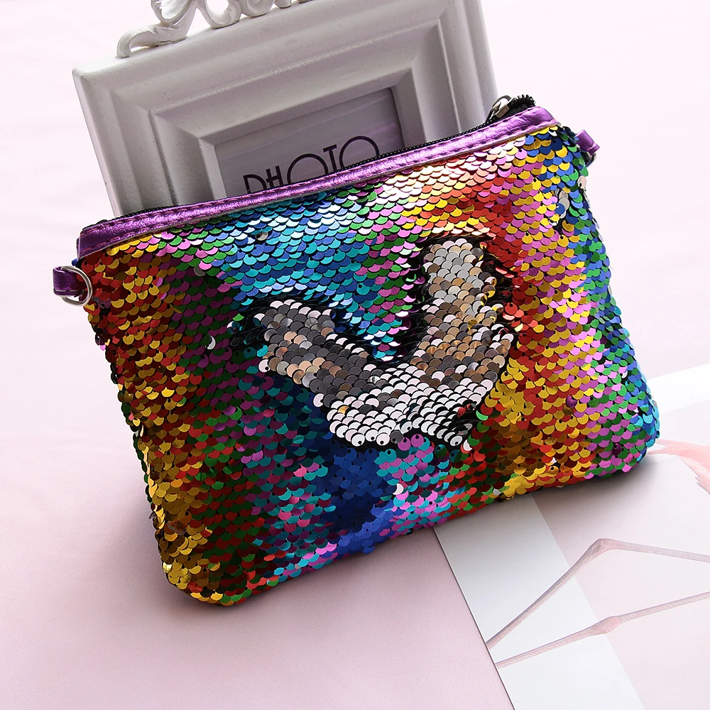 

1PC Colorful Double Color Mermaid Sequin Shoulder Bags For Women 2018 Large Messenger Bag Glitter Crossbody Bag Handbag Luxury