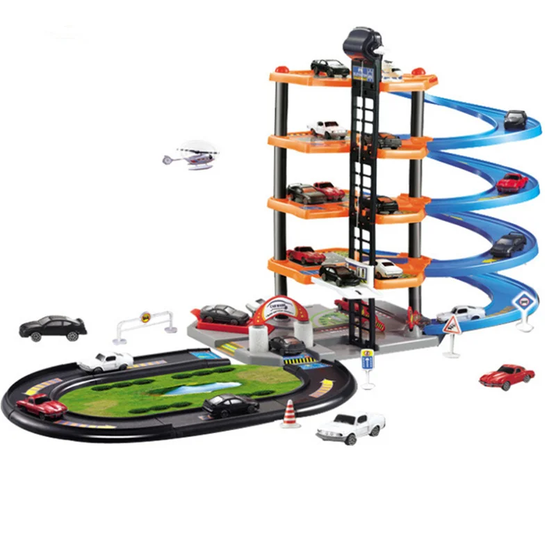 

New arrival children large size five-Layer Assembled Railcar toy/ Educational Toys Simulation Parking lot toys for boys