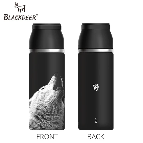 wolf BLACKDEER Спортивная бутылка-термос с ручкой, двойной слой, 316 нержавеющая сталь, пиксель, животное, 3D, чай, вода, вакуумная колба - Цвет: wolf