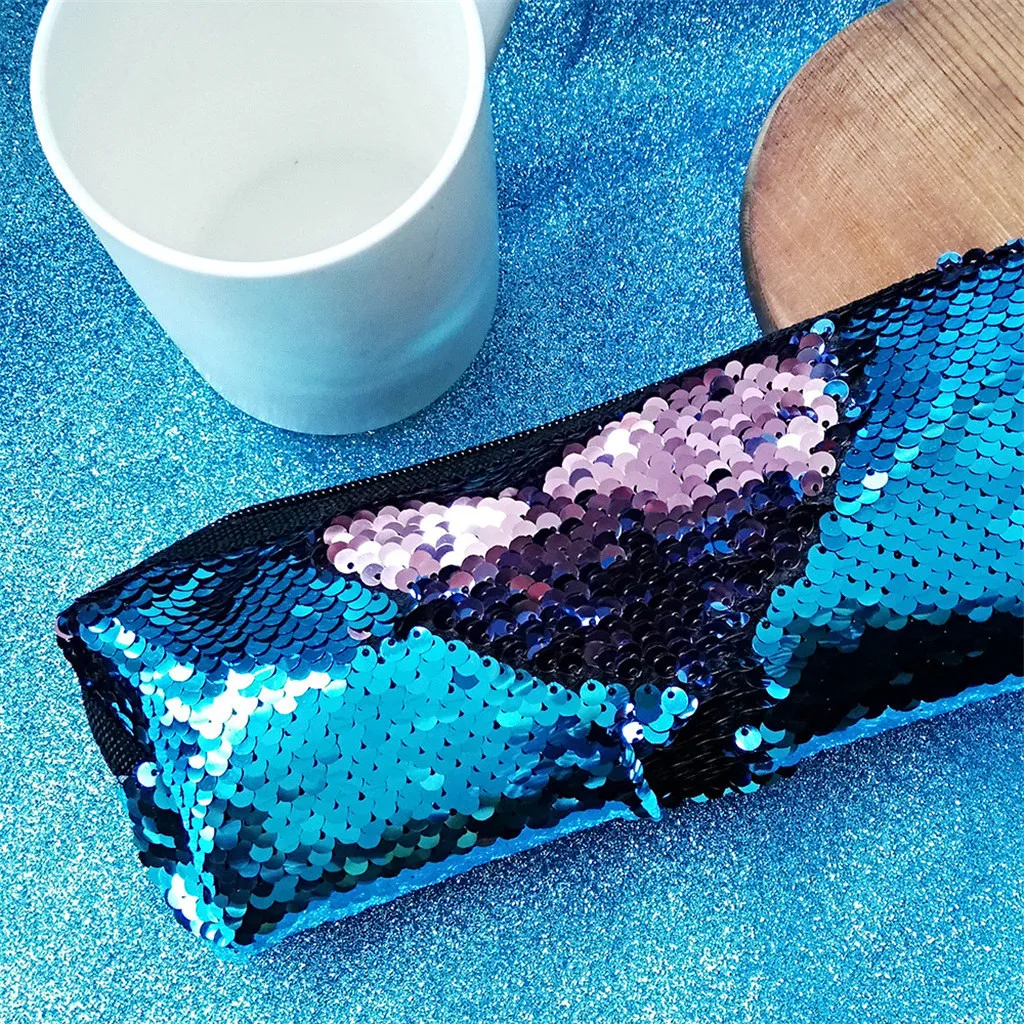 Pencilcase школьный симпатичный карандаш на открытом воздухе сплошной цвет сумка с блестками сумка на плечо женская сумочка качество PU школьные принадлежности