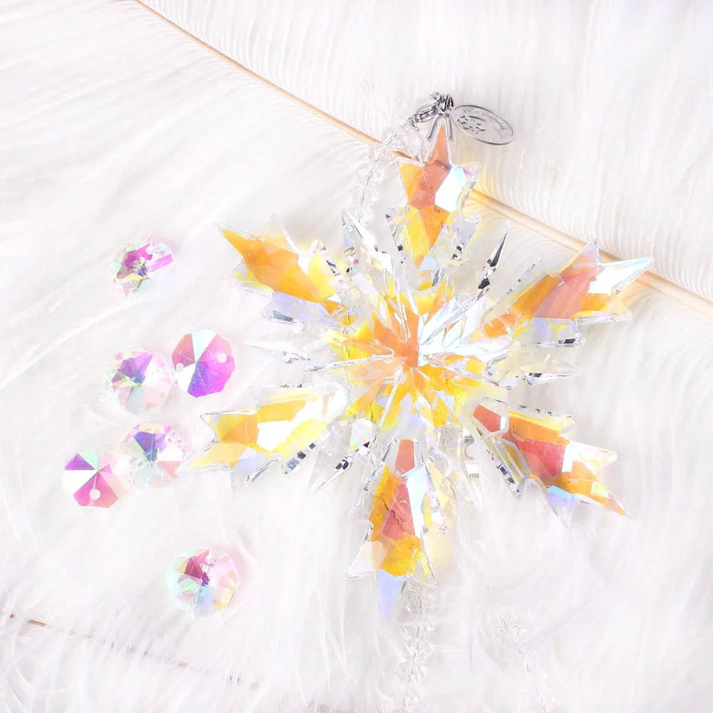 4.53'' Dream Color Crystal Snowflake Shape Christmas Hanging Pendant&ampDrop Ornaments For DIY Home Party Decorative Craft | Дом и сад