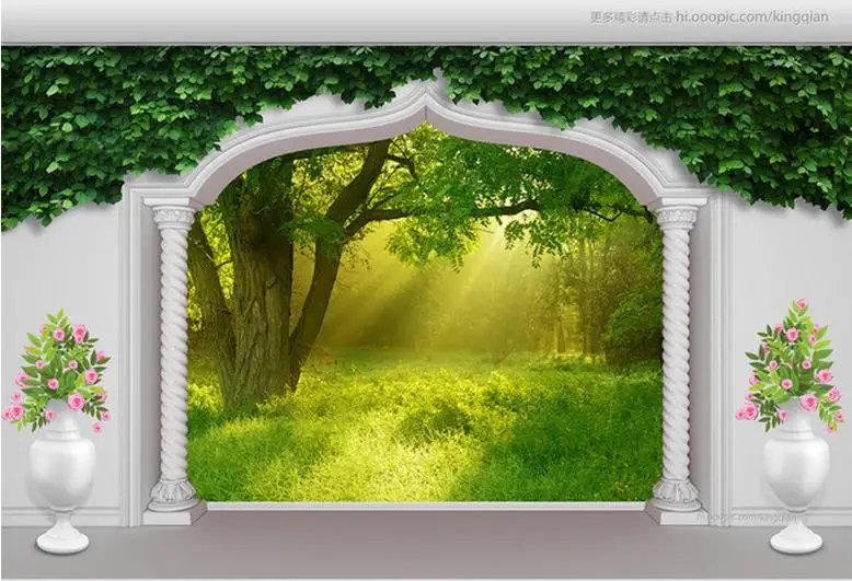 3d wallpaper, 3D mural HD arches green forest murals for Tv sofa background  wedding decoration wall,papel de parede floral _ - AliExpress Mobile