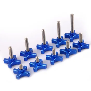 

M6 Stainless Steel Thread Screws Hand Twist Screw CNC Machining Rotating Bolt Four Corners Knob Bolts Blue 10-48mm Length