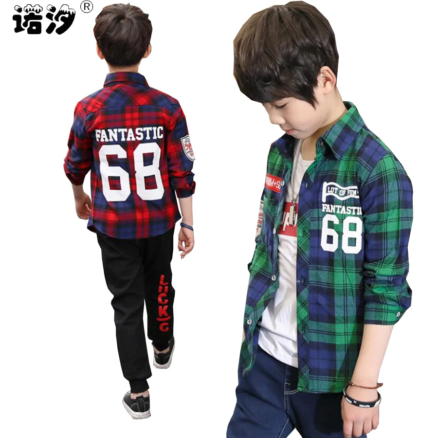 

Boys outwear clothes boys casual blouse Kids Clothes boys shirt Children's Fashion Long-sleeved Cotton tops high quality 3-15 Y