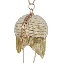 Золотой шар, бриллиантовая кисточка, женские вечерние Металлические Хрустальные вечерние сумки, свадебные сумки, свадебные сумки на плечо, женские браслеты, клатч, кошелек