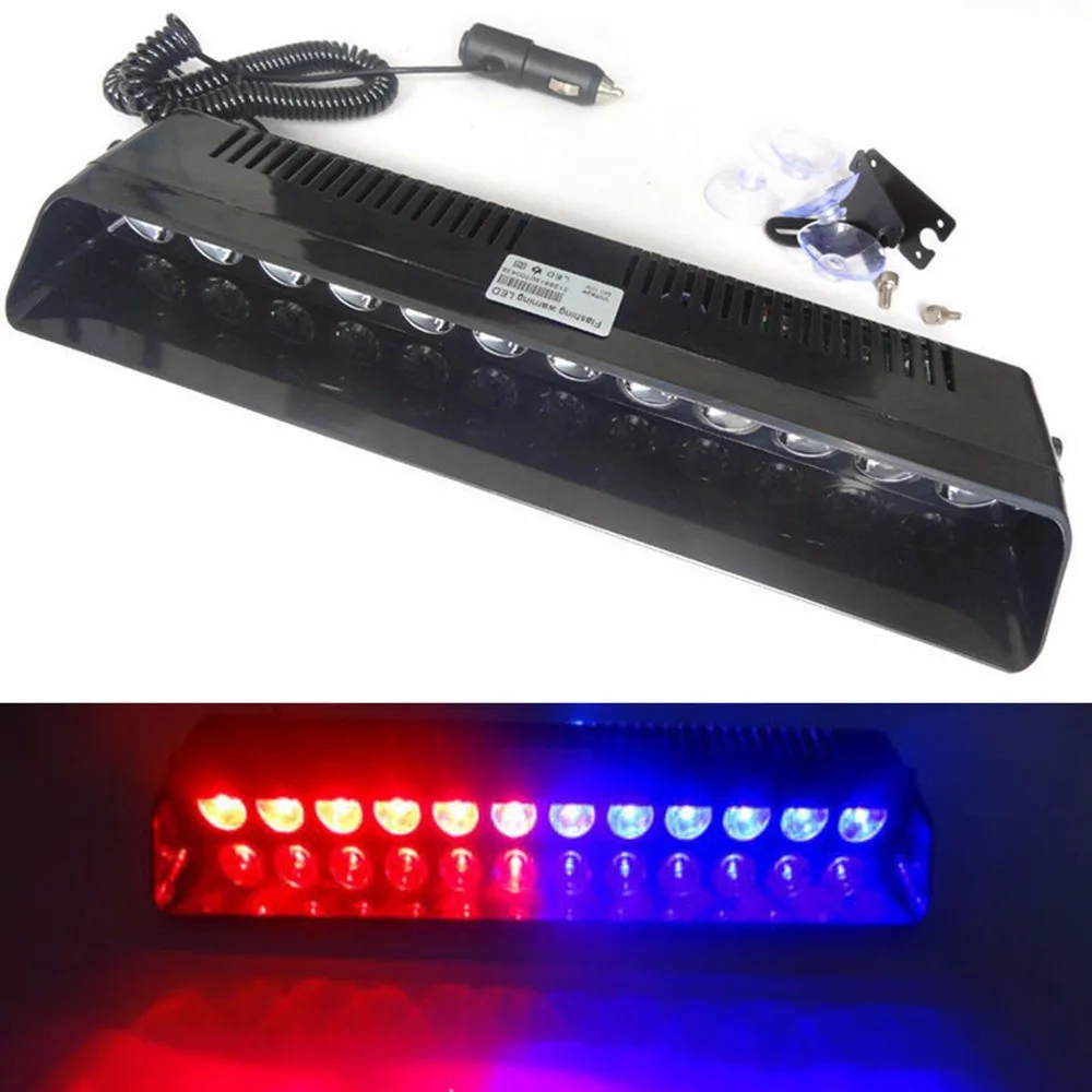 

Auto Car Truck Emergency Strobe Flash Warning Light 12 LED 12W Police Flashing Lights Red Blue Amber White Dash Flash Lamp 12LED