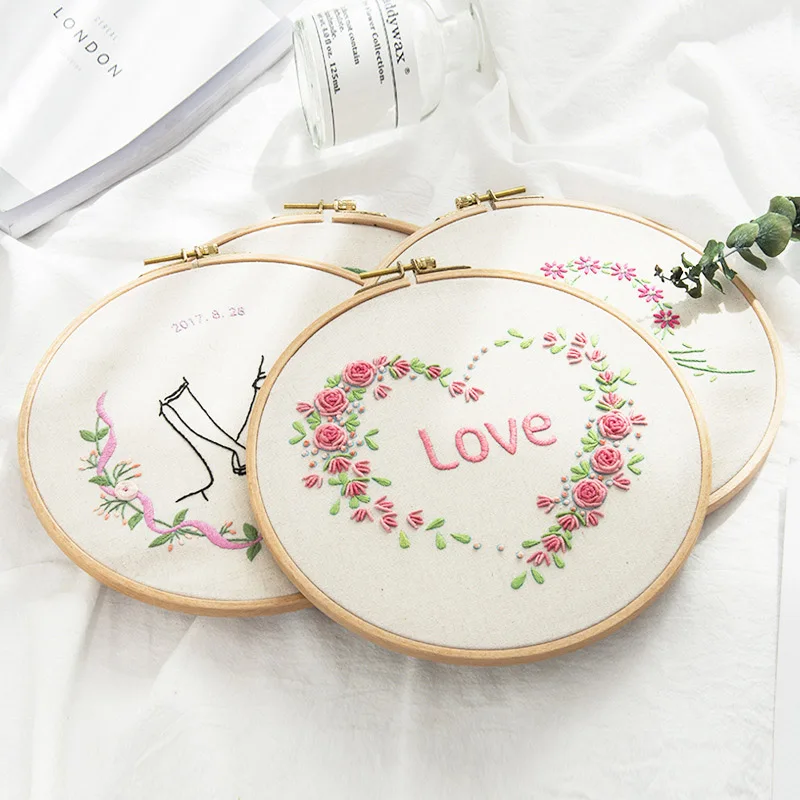 

DIY Ribbons Embroidery for Beginner Needlework Kits Cross Stitch Set with Hoop Wall Painting Art Home Decor Friend Lover Gift