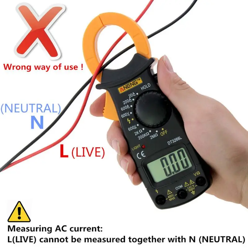 DT-3266L цифровой клещи 600A AC/DC мультиметр напряжение/Ом/ток тестер