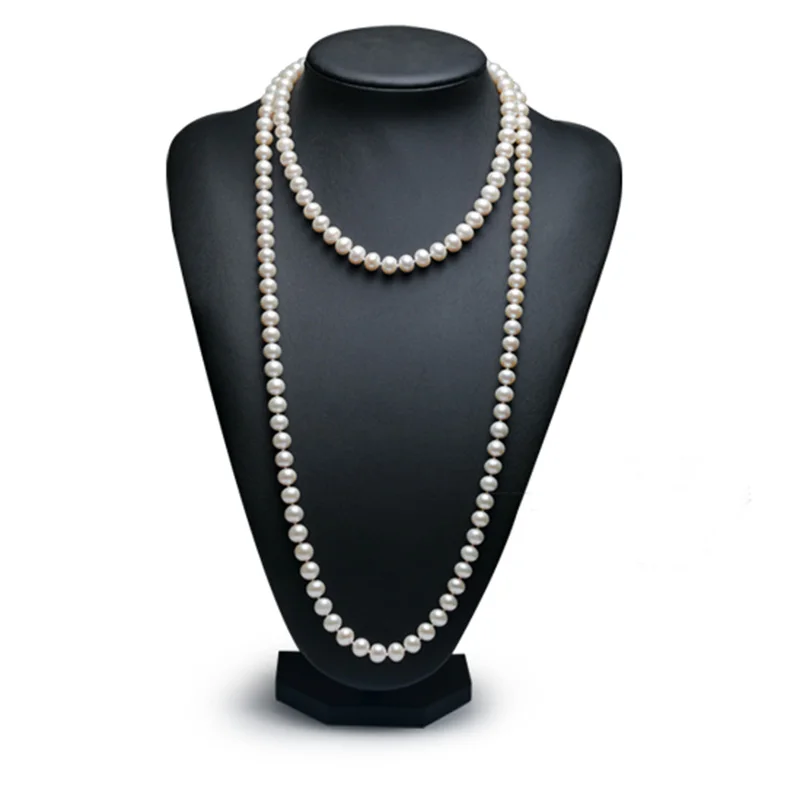 Sinya классические жемчужные нити длинное ожерелье 7-8 мм круглый жемчуг бисер свитер цепь для женщин мама девушки костюм четыре сезона Одежда