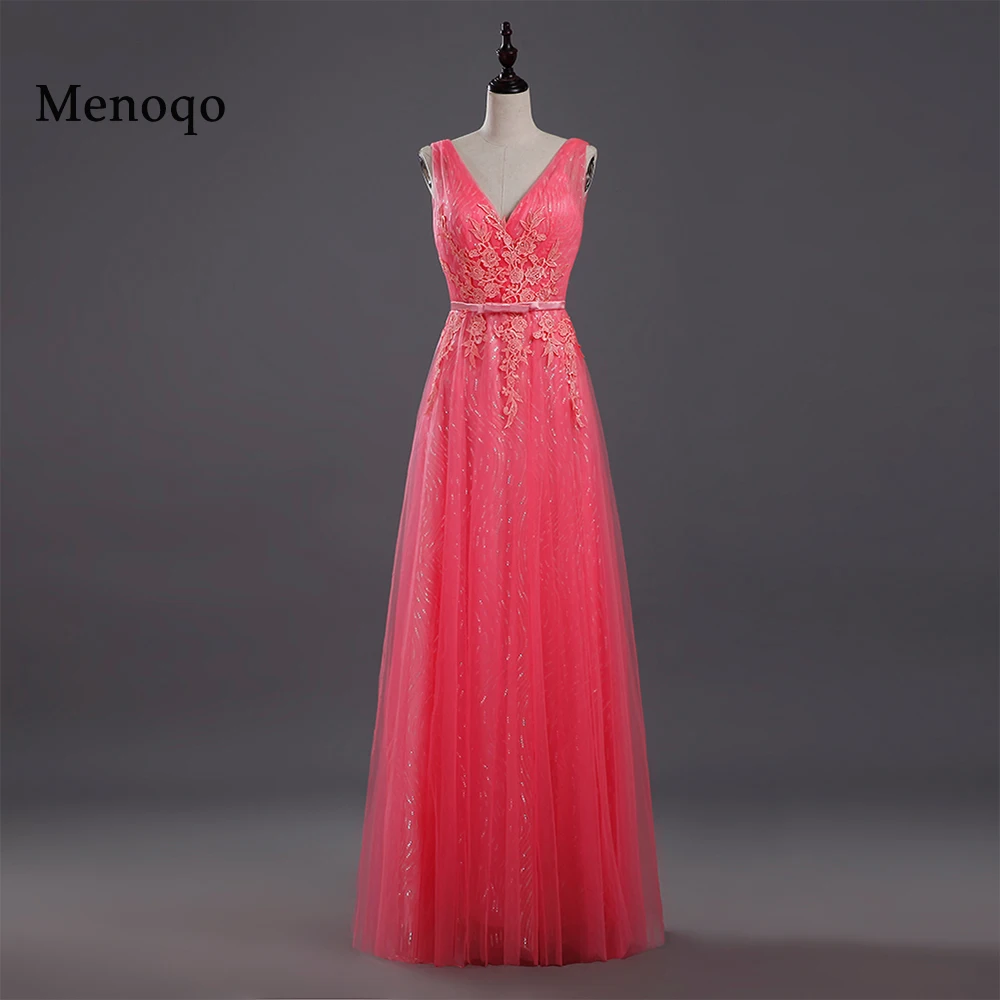 

New Design Sexy V Neck Prom Dresses Tulle Floor Length long Party Gowns Formal Evening Dresses