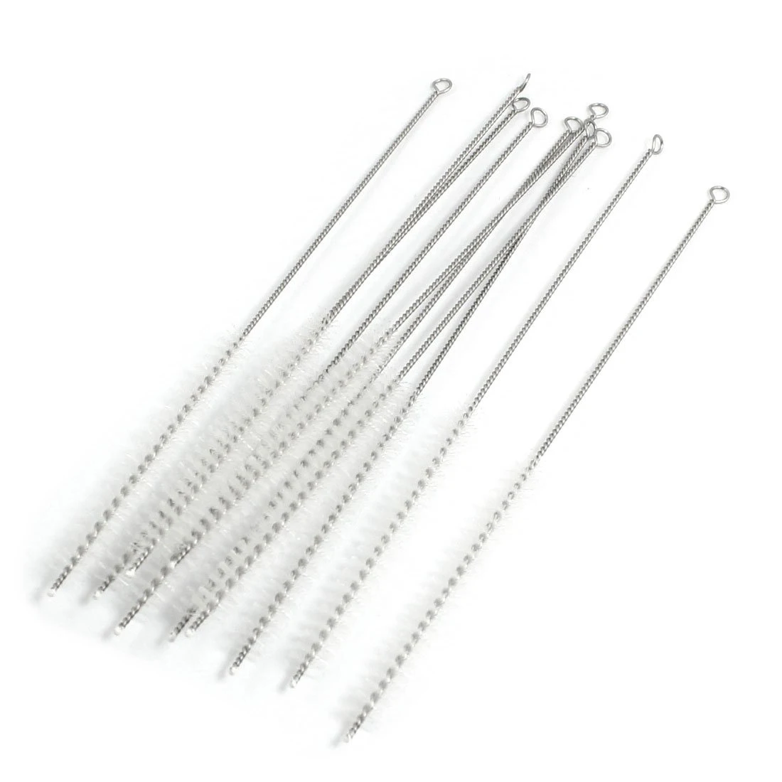 10 x Stainless Steel Twist Handle Nylon Test Tube Cleaning Brush White
