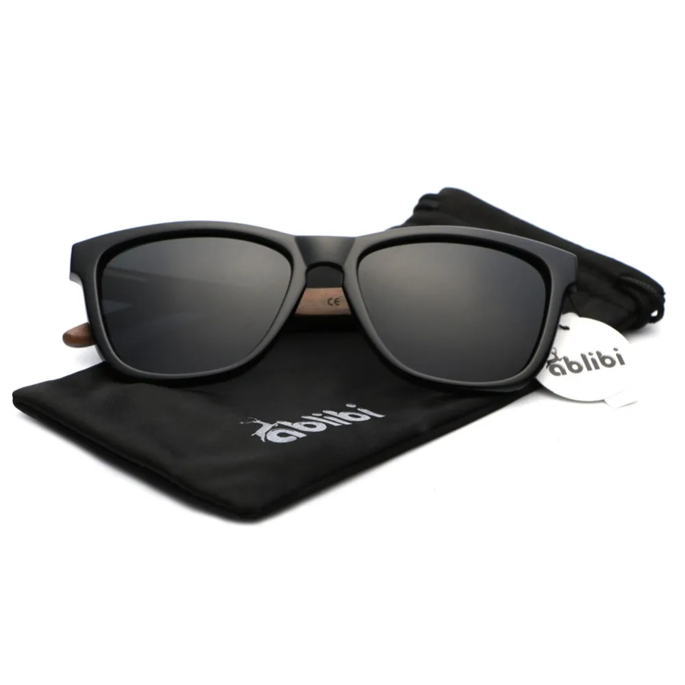 Ablibi Retro Frauen Polarisierte Holz Sonnenbrille für Männer Frauen mit 100% UV Blockieren HD Linsen Blau Mirrored in Leder Box Günstig