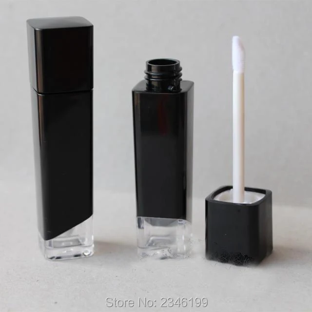 

5ML 40pcs/lot Black Square Lipstick Packaging Bottle with Clear Bottom, Empty Plastic Cosmetic Container, Lip Gloss/Cream Tube