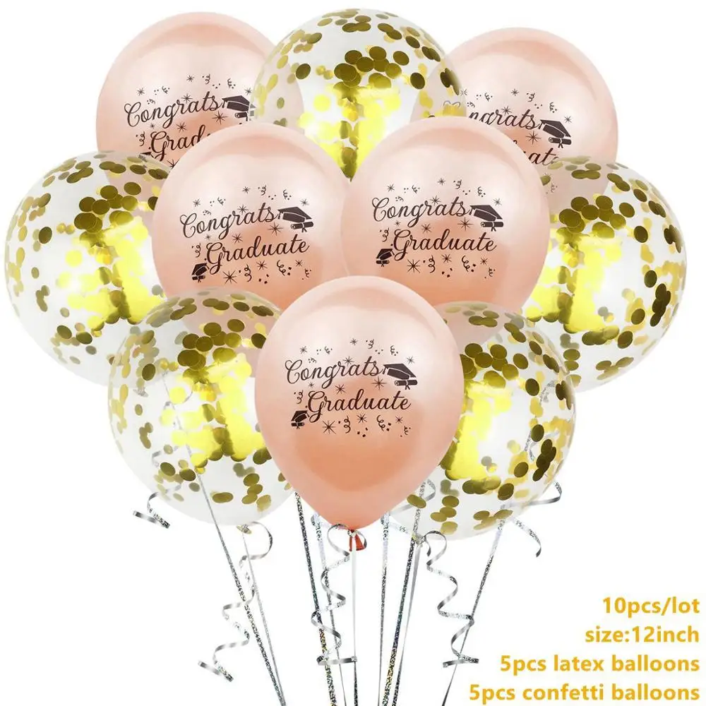 Taoup 10 шт. Золотое шампанское конфетти воздушные шары Выпускной фигурки Свадебные сувениры Выпускной круглый, из латекса баллоны аксессуары - Цвет: Graduation Balloons2