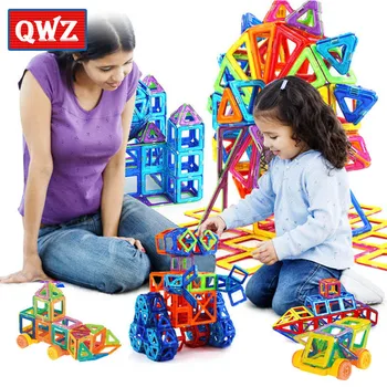 

QWZ Mini 158pcs/lot Magnetic Construction Model Building Blocks Toys DIY 3D Magnetic Designer Educational Brick Kids Baby Gift