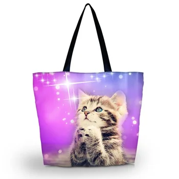 

Soft Foldable Tote Women Shopping Bag Beach Tote Shoulder Bag Purse Handbag Travel School Grocery Packing Bag Wish Cat