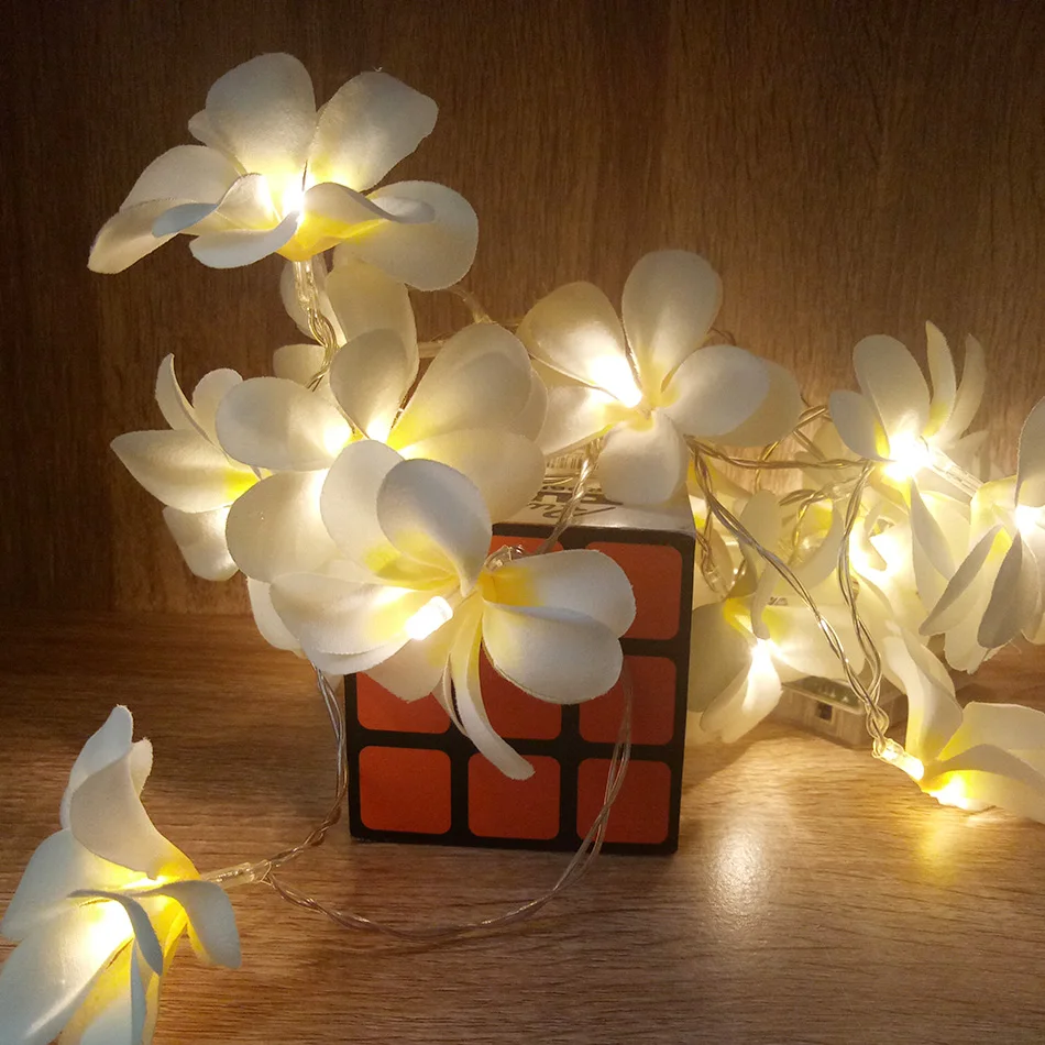 Творческий DIY frangipani светодиодный огни строки, AA Батарея цветочный праздник освещения, события праздничное украшение для вечеринки, Спальня