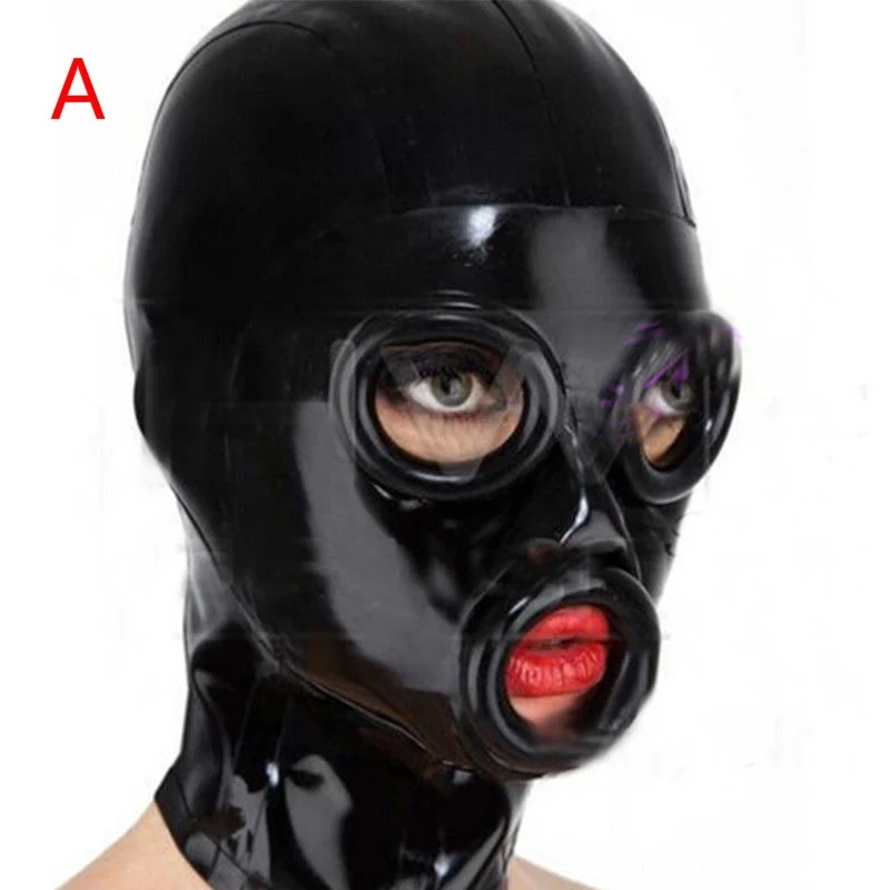 Новый! 100% латексная резиновая маска Gummi капюшон свернутые края костюм bdsm секс