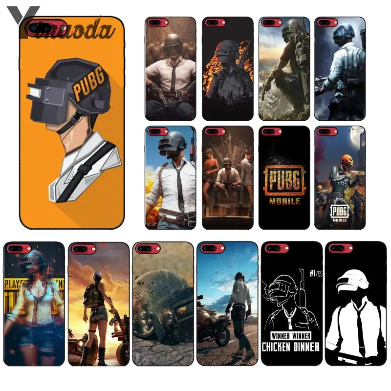 Yinuoda PUBG أسود TPU لينة سيليكون الهاتف غطاء ل أبل فون 8 7 6 6 S زائد X XS ماكس 5 5 S SE XR الهواتف المحمولة