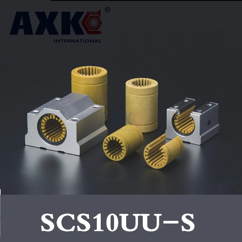 AXK 10 pcs SC10UU SCS10UU for 10mm shaft guide rail Linear bearing block with LM10UU-S Engineering plastic bearing low noise