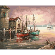 Парусная лодка морской пейзаж DIY краски ing по номерам набор акриловых на холсте абстрактные современные стены книги искусству изображение д