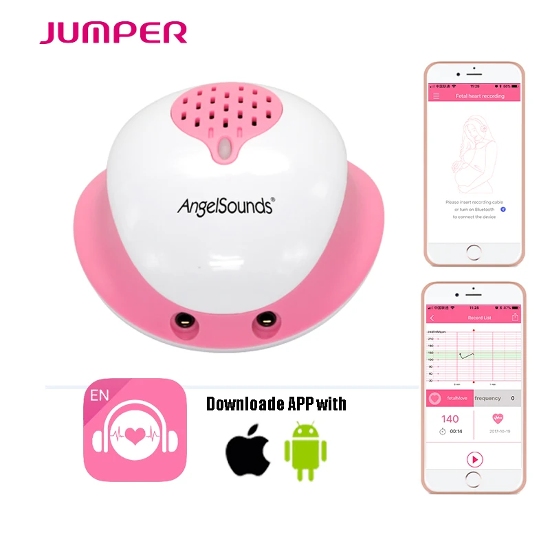 

New Arrival Angelsounds Fetal Doppler JPD-200S by Wire connection mobile APP, 3.0MHZ Pocket Womb Music Heartbeat Baby Monitor