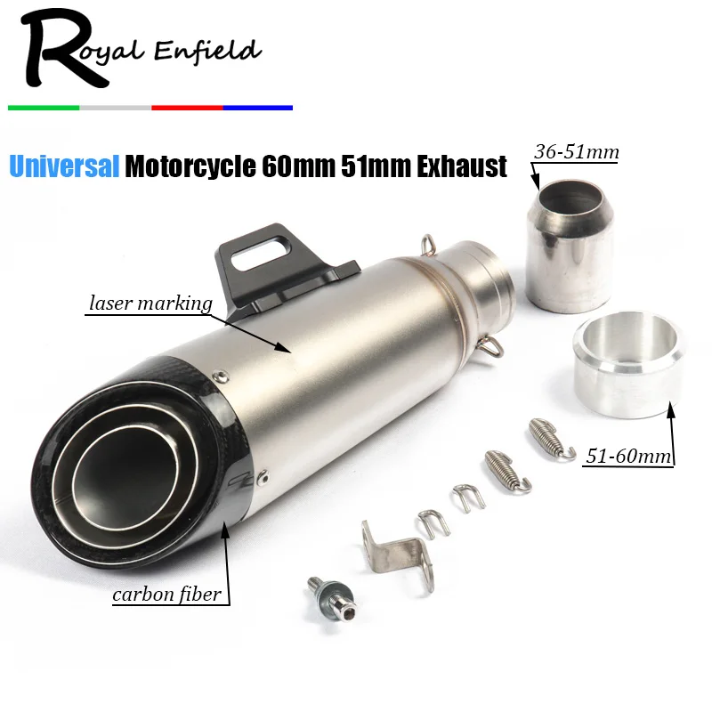 

New Universal 51MM or 61mm Modified Motorcycle Exhaust Muffler FZ6 YZF R1 R6 R3 MT07 zx6r z800 z900 mt09 fz09 gsxr750 cbr300