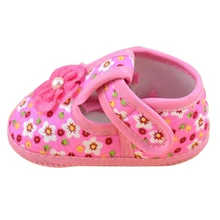 1 пара; мягкие детские ботинки; Chaussure; обувь для новорожденных девочек с цветочным принтом; обувь для кроватки; подарок; розовый цвет; 11 см