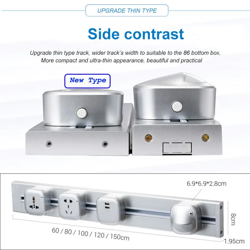  JOHO 100CM Aluminum Wall Socket Smart Home Dual USB Port Charger Adapter 8000W Rectangular EU Plug  - 32971611581