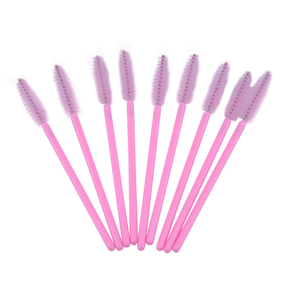100 PCS Pink Disposable Mini Eyelash Eye Lash Makeup Brush Eyelash Comb