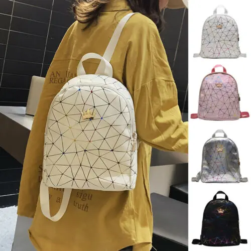 

Fashion Geometry Women Backpack High Quality Youth Backpacks For Teenage Girls Crown Metal Piece School Shoulder Bag Bagpack