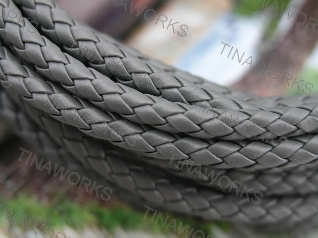 

FREE SHIPPING 5Yards 4.5mm Round Grey Bolo Braided Leather Cord Bracelet 6 Lines Twisted