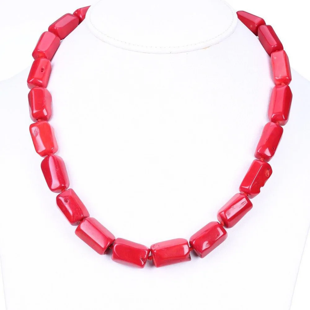 

Free Shipping 004906 Natural Beautiful 10x15mm Red Coral necklace 18'' AAA