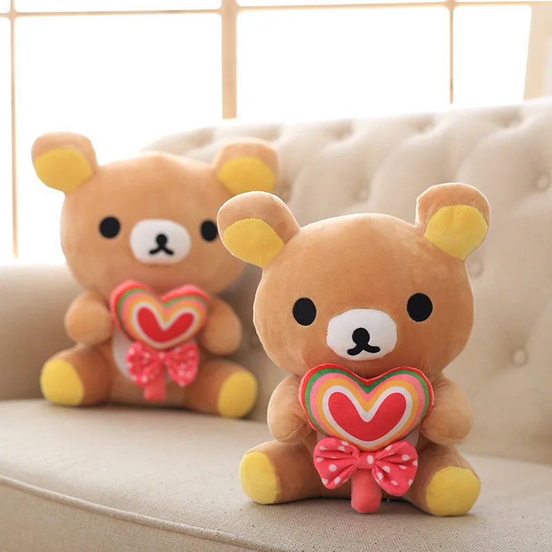 30/40/50 cm Soft Rilakkuma Bear With Heart Shape Candy Pop Plush Toy