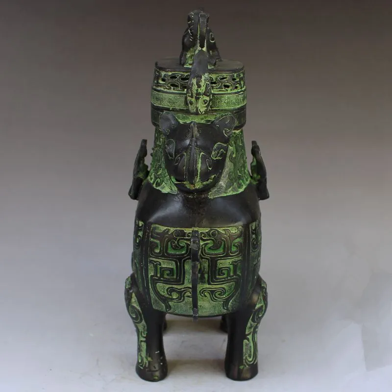 Китайская Бронзовая голова носорога чудовища курильница статуя|statue rhinoceros|statue