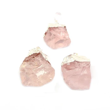 

10 PCs Natural Bezel Raw Rough Irregular Nuggets Pendants with Silver Plated Brass Findings 8x4mm Hole