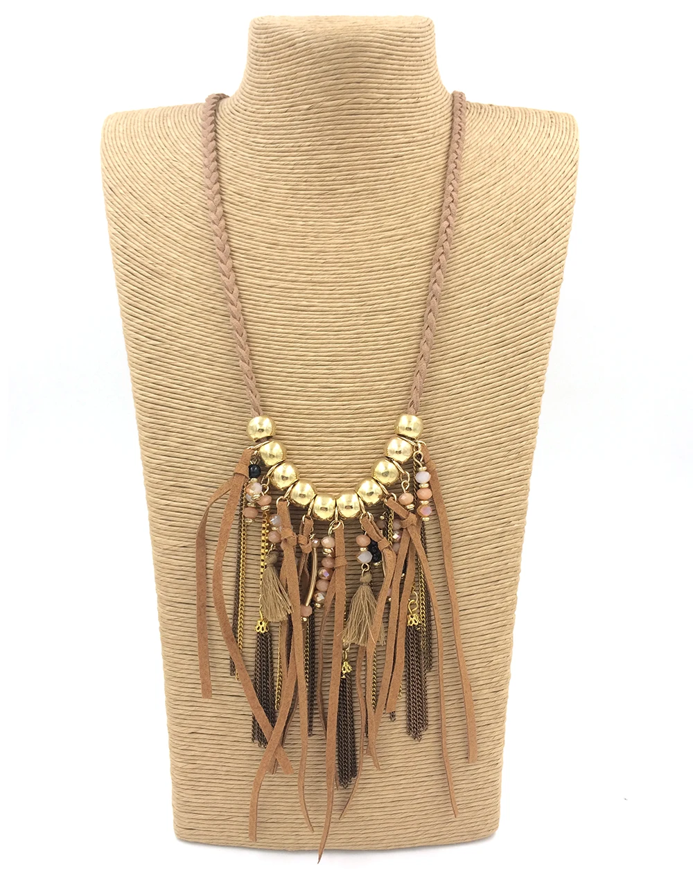 2017 New personalized handmade jewelry supplier leather tassel pendents unique boho Bohemia long Necklaces