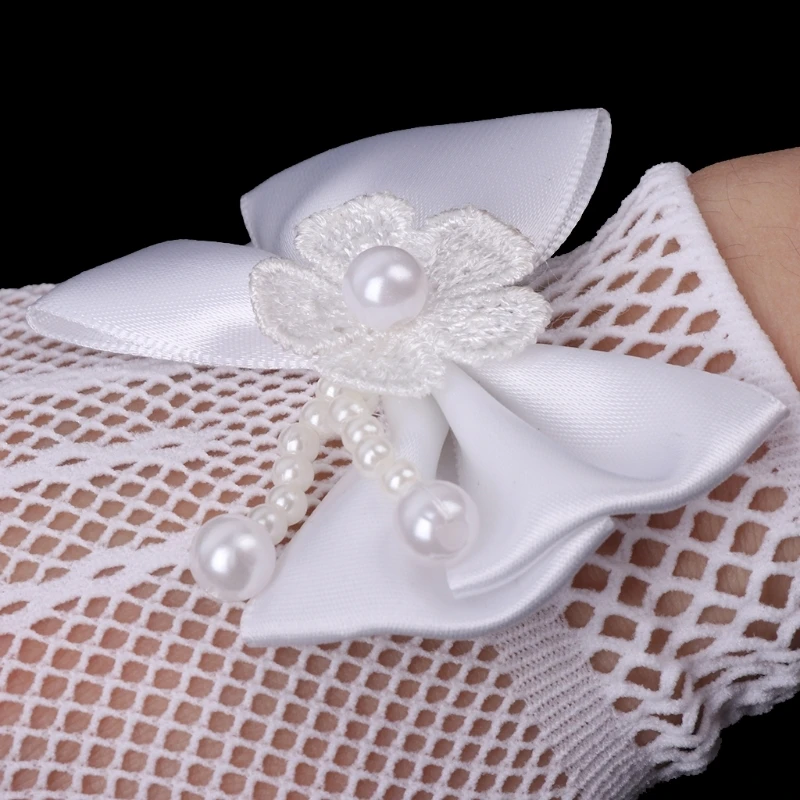 Полые бант для выпускного вечера для детей невесты женские перчатки принцессы предметы из металлической сетки