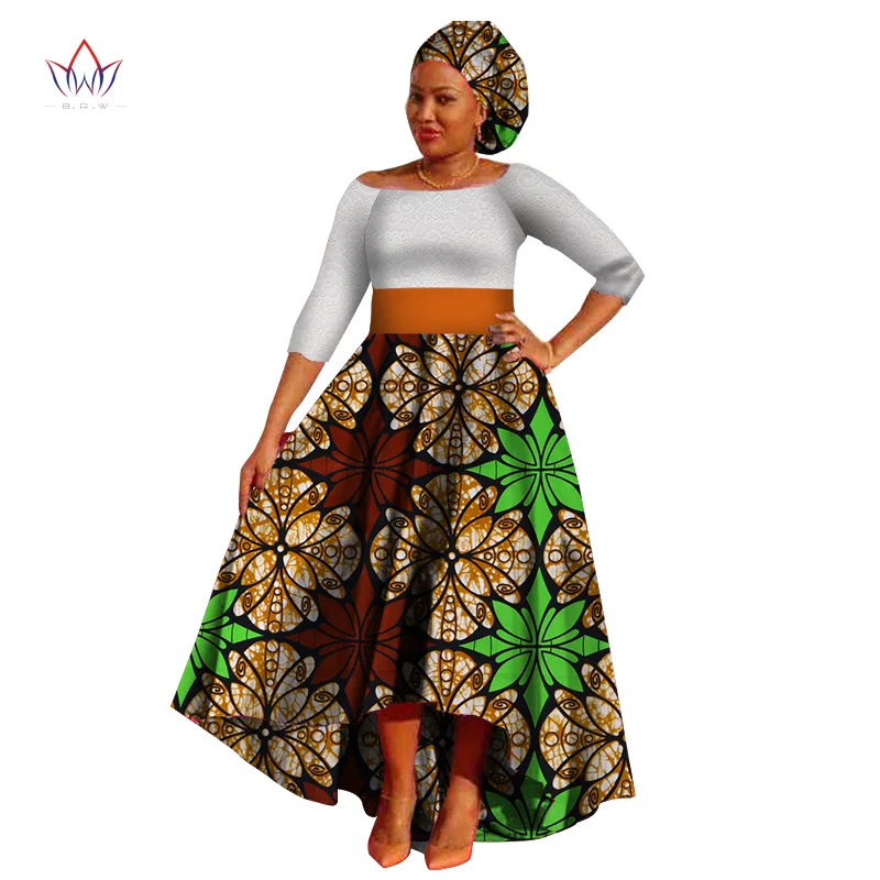 Африканские платья для женщин Дашики кружева+ хлопчатобумажная ткань с принтом африканская одежда Базен плюс размер длинное платье для леди WY732 - Цвет: 3