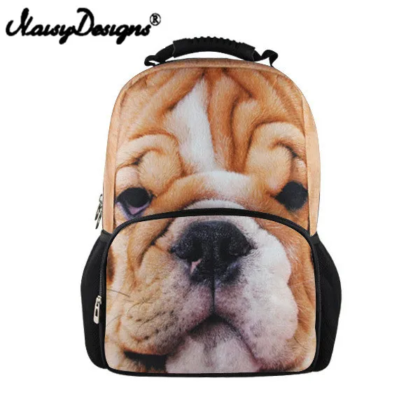 Noisy Designs Модный повседневный рюкзак с изображением бульдога для мужчин 3D