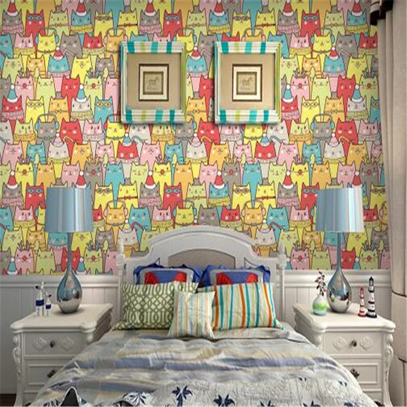 漫画のフォト 3d 壁紙カスタムサイズロールかわいい猫壁画壁の論文の家の装飾の壁画リビングルームのベッドルームの壁論文 Photo 3d Photo 3d Wallpaperwallpaper Custom Aliexpress