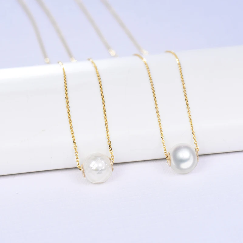 Ожерелье с жемчужной подвеской в виде морской воды|chain necklace pendant|chain pendantreal 18k gold |