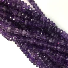 Натуральный темно Фиолетовый аметист ручной огранки россыпью драгоценных камней граненые бусины Rondelle 1" 05919