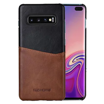 

for Samsung S10 Plus/S10 Case,Two-Tone Vintage Insert Card Genuine Leather Back Shell Cover for Samsung Galaxy S10 Plus/S10 Coqu